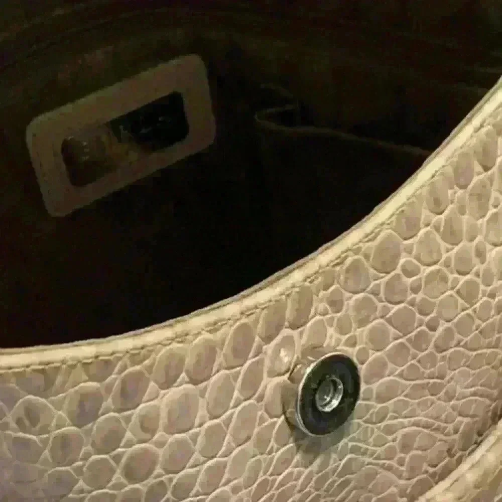 Furla Croc Embossed Handbag Satchel Lg Genuine Italian Leather Womens Taupe